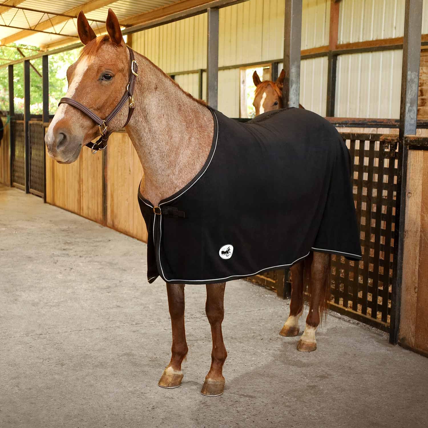 Jeffers Fleece-Kühldecke für Pferde, leichte, feuchtigkeitsableitende Westerndecke für Winterwärme und stabile Nutzung, verstellbare Passform, langlebig und pflegeleicht, Größe 213,4 cm, Schwarz