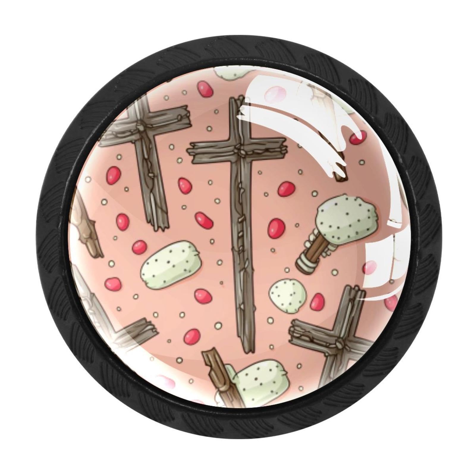 Chenzzzz Multicolored 07 4 Pieces Round Cabinet Knobs Easter Cross Dresser Knobs Pulls Handles With Screws For Drawer Pulls Handles Knobs Door Knobs