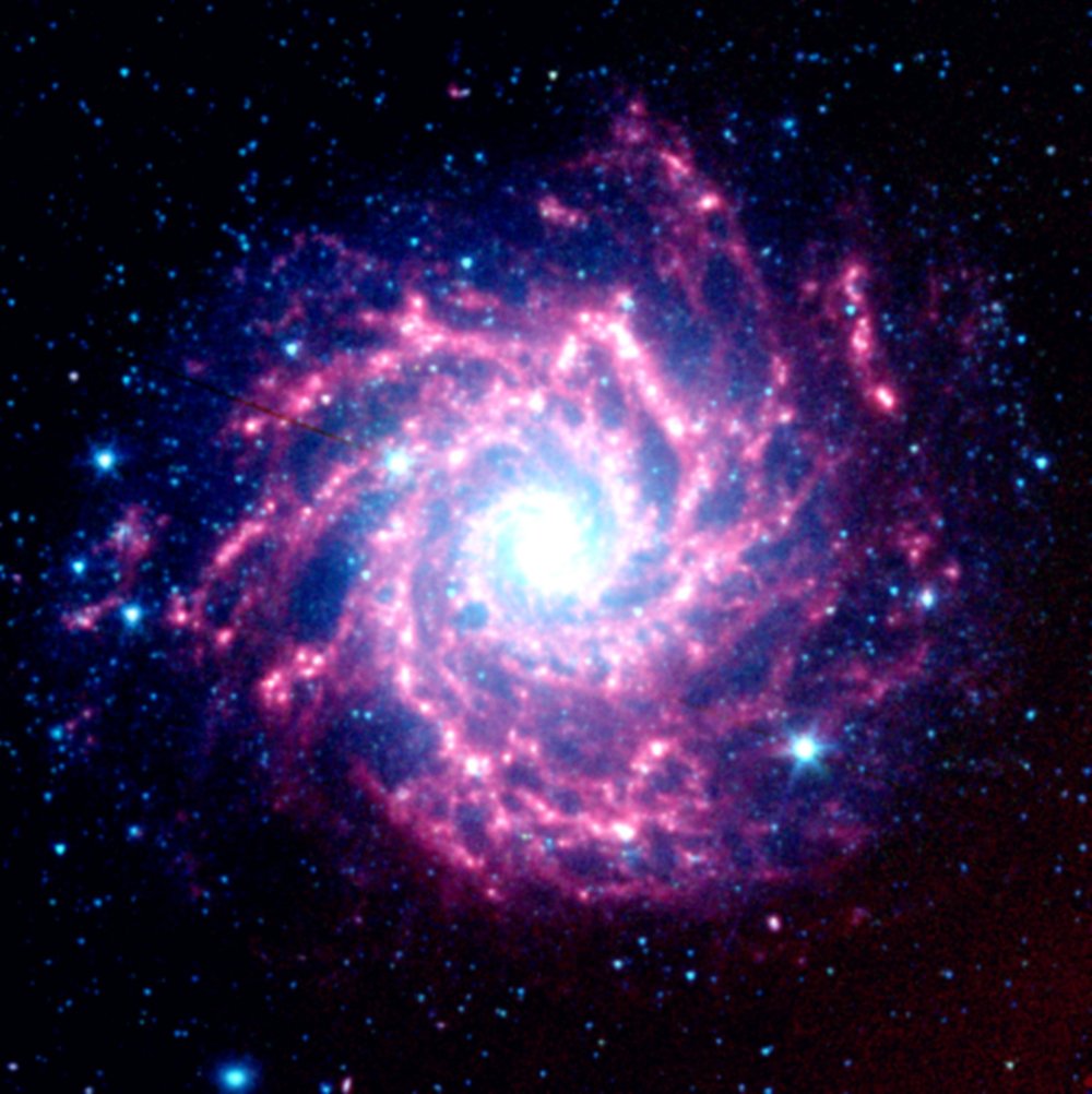 NASA Spitzer M74 impression grand format semi-gloss avec cadre marron de qualite galerie