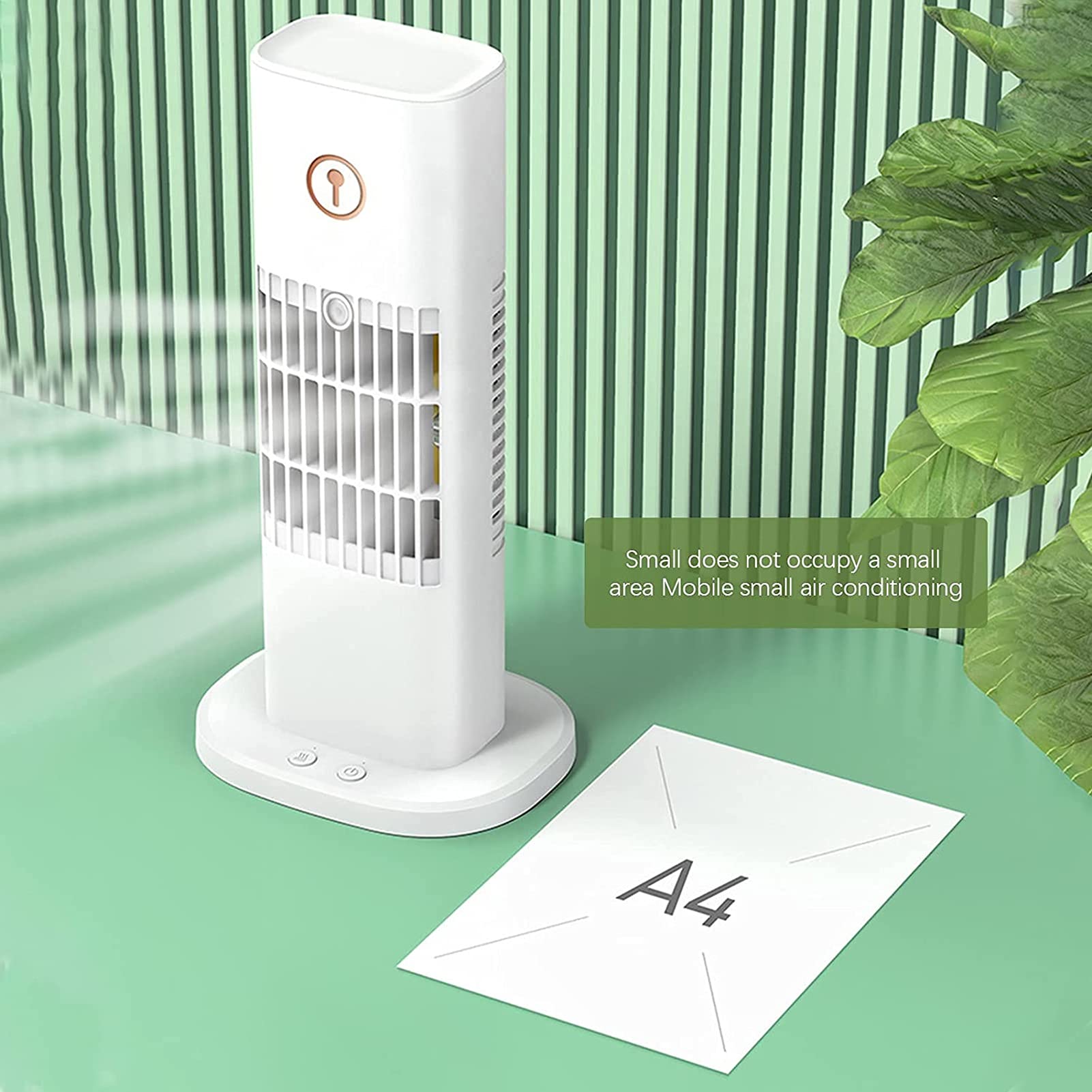 Mini Ventilatore per Aria Condizionata, Ventilatore a Torre, Ventilatore Portatile USB Ricaricabile, con Serbatoio dell'Acqua di Grande capacità da 300 ml, Tre Marce di Sensazione di Vento