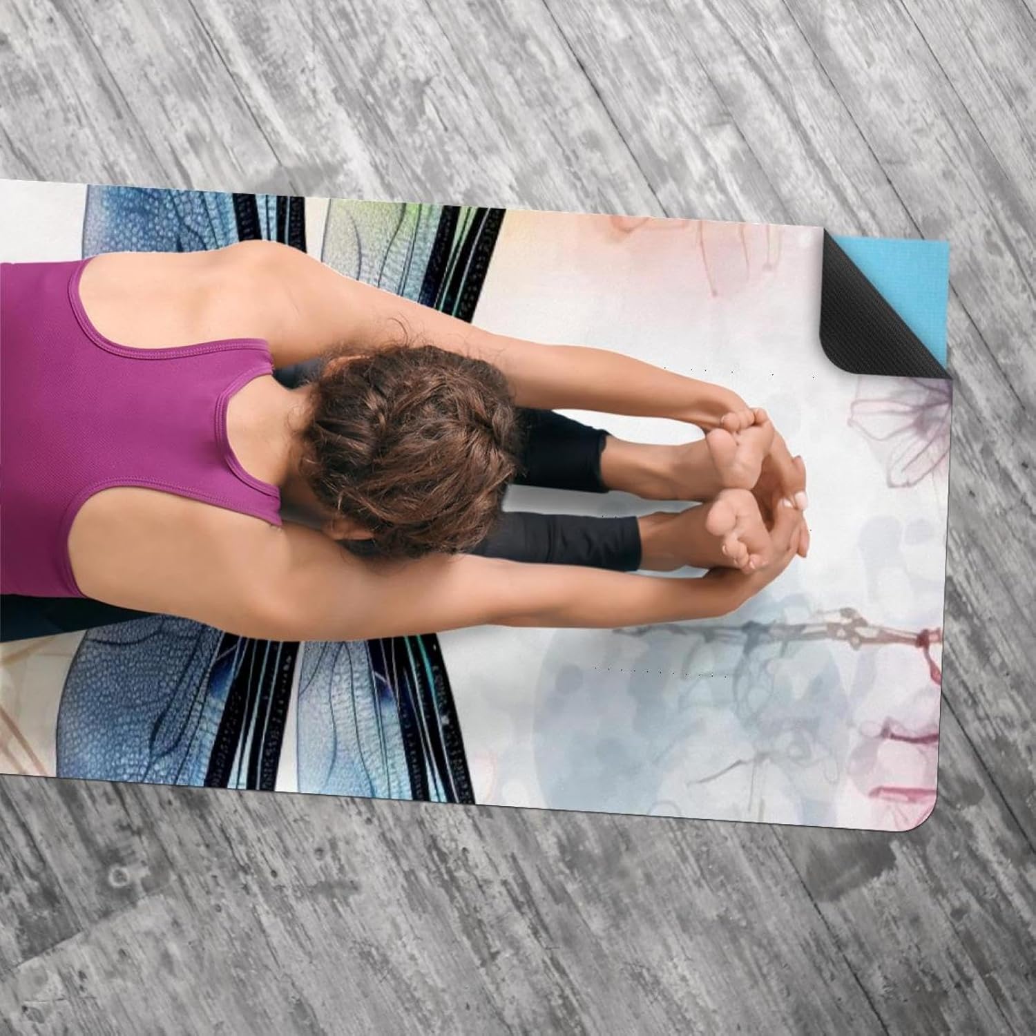 Yoga Towel, Dragonfly Pattern Non Slip Sweat Absorbent Hot Yoga Mat Towel for Hot Yoga, Pilates and Fitness - 72.8" x 26.8"