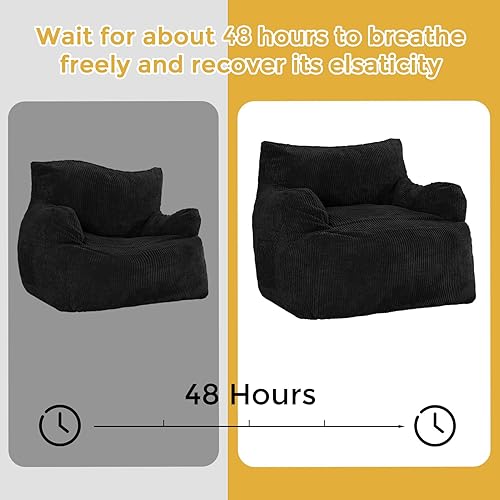 Miniatura 5 de MAXYOYO Puf gigante, puf de relleno con relleno, silla grande para sala de estar para adultos, sofá grande perezoso con silla de piso con bolsillo