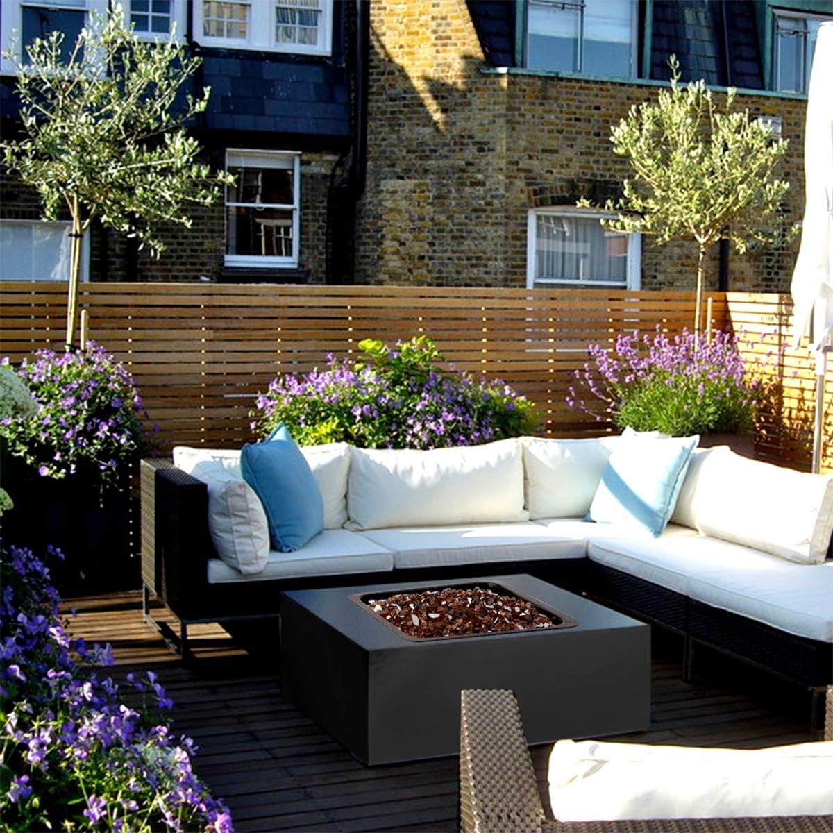 Skyflame High Luster 20-Pound Fire Glass for Fire Pit Fireplace Landscaping, 1/2-Inch Copper Reflective and Pacific Blue Reflective