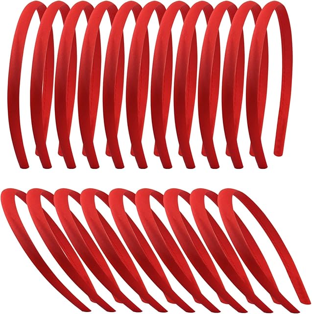 Candygirl 20pcs Red Headbands for Girls DIY Alice Band for Baby Girls Headbands Colourful Ribbon Covered