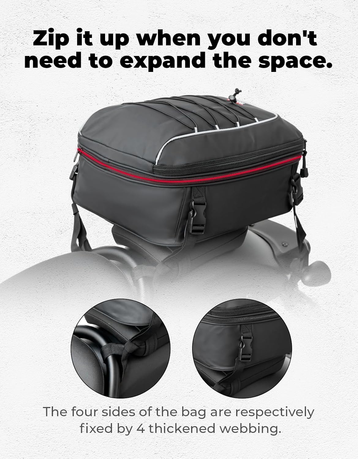 KEMIMOTO Motorcycle Tail Bag, 22L-30L Expandable Waterproof Rear Seat Bag Helmet Backpack with Rain Cover for Motorbike Accessories