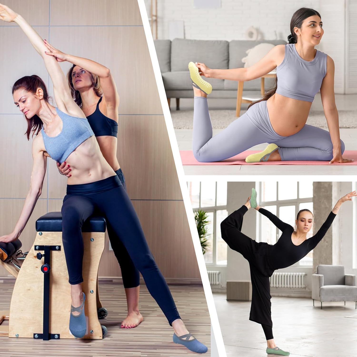 Marsolina Yoga Pilates Grip Socks for Women-Non Slip Grip & Straps for Training, Home, Hospital, Barefoot-Morandi Yellow - Image 2