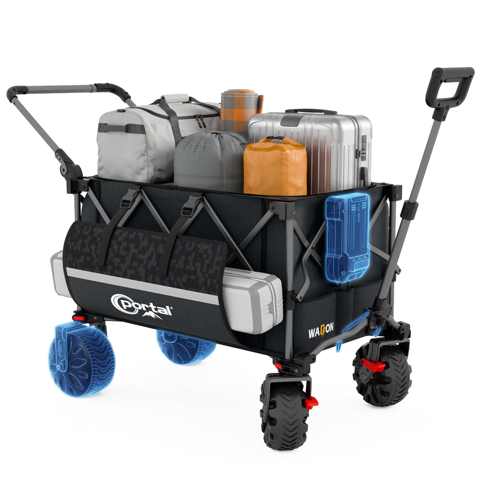 Portal Electric Festival Trolley on Wheels Motorised Camping Beach Cart