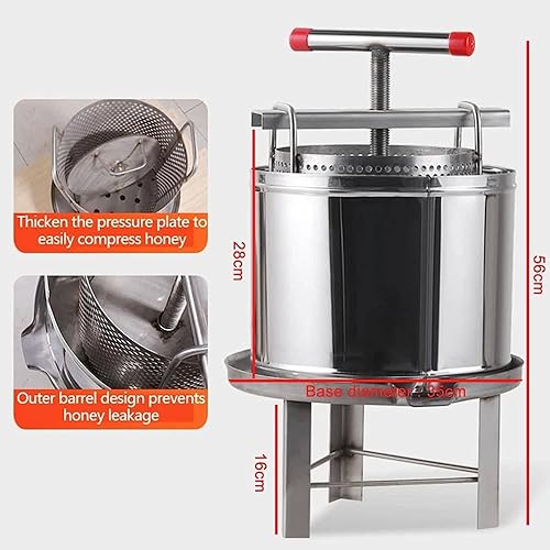 Miniatura 6 de Extractor manual de miel, prensador de prensa de miel saludable de acero inoxidable, para suministros de apicultura, herramienta de apicultura de