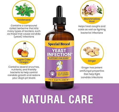 Miniatura 2 de Tratamiento de infección por levaduras para perros, 8 onzas, alivio calmante de la picazón, tratamiento de infecciones de oído, reduce la irritación