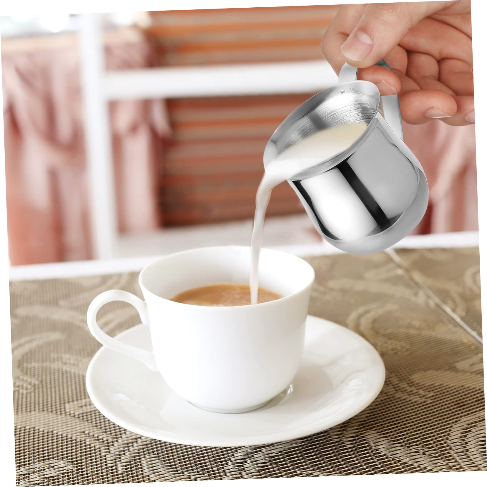 6pezzi Piccole Brocche Acciaio Inossidabile Per Latte e Cappuccino Per Montare Latte e Creare Perfetta Design Professionale e Facile Pulizia