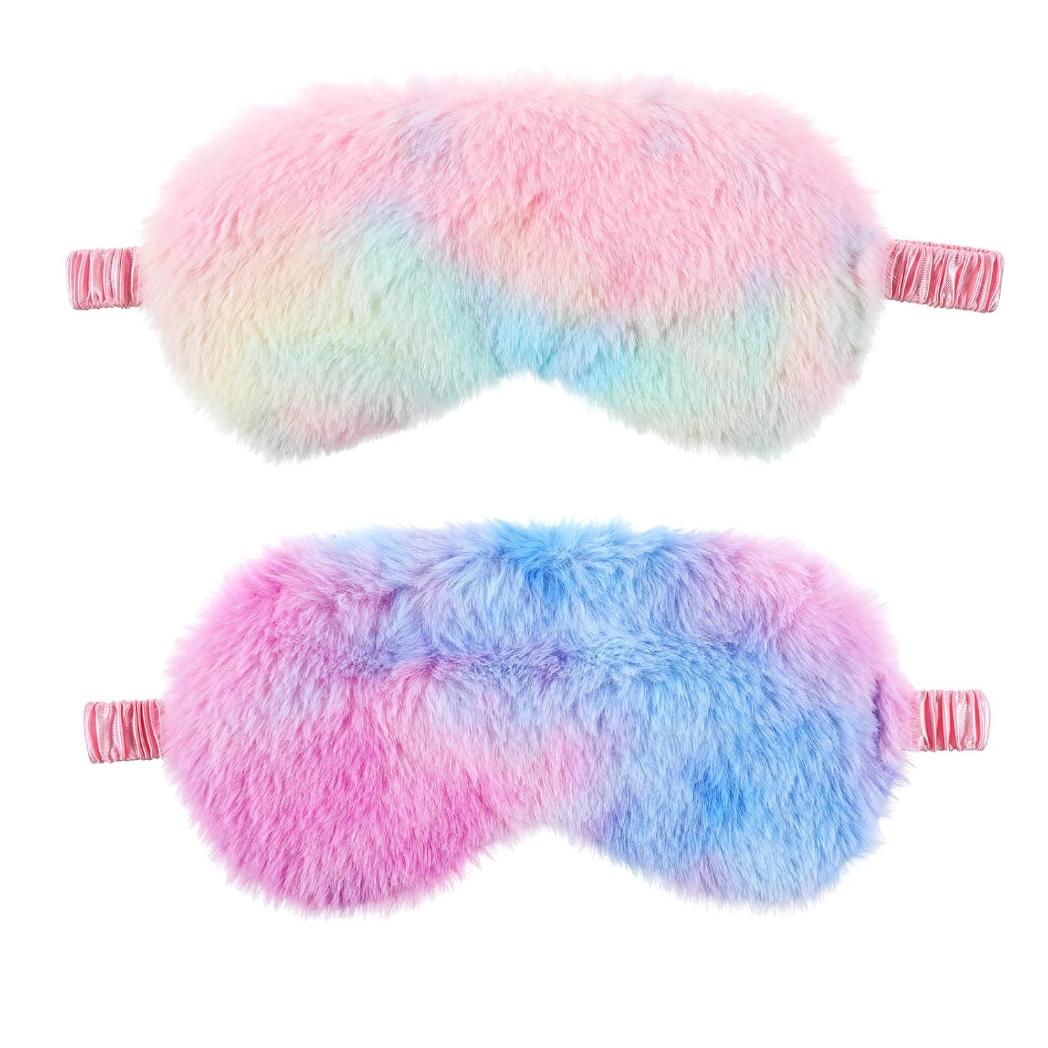 Sleep Mask for Kids 2 Pcs Soft Plush Kids Eye Mask for Sleeping Comfortable Rainbow Color Sleeping Eye