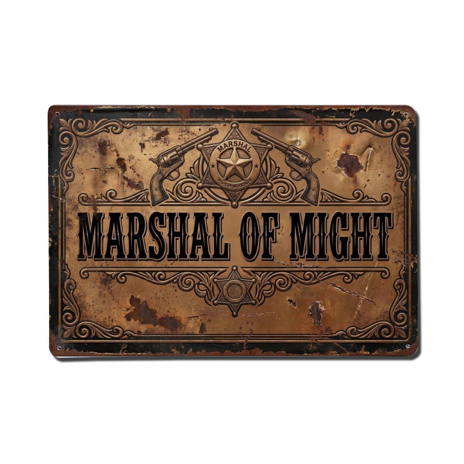 Marshal of Might Force Retro Motivational Slogans Metal Tin Sign