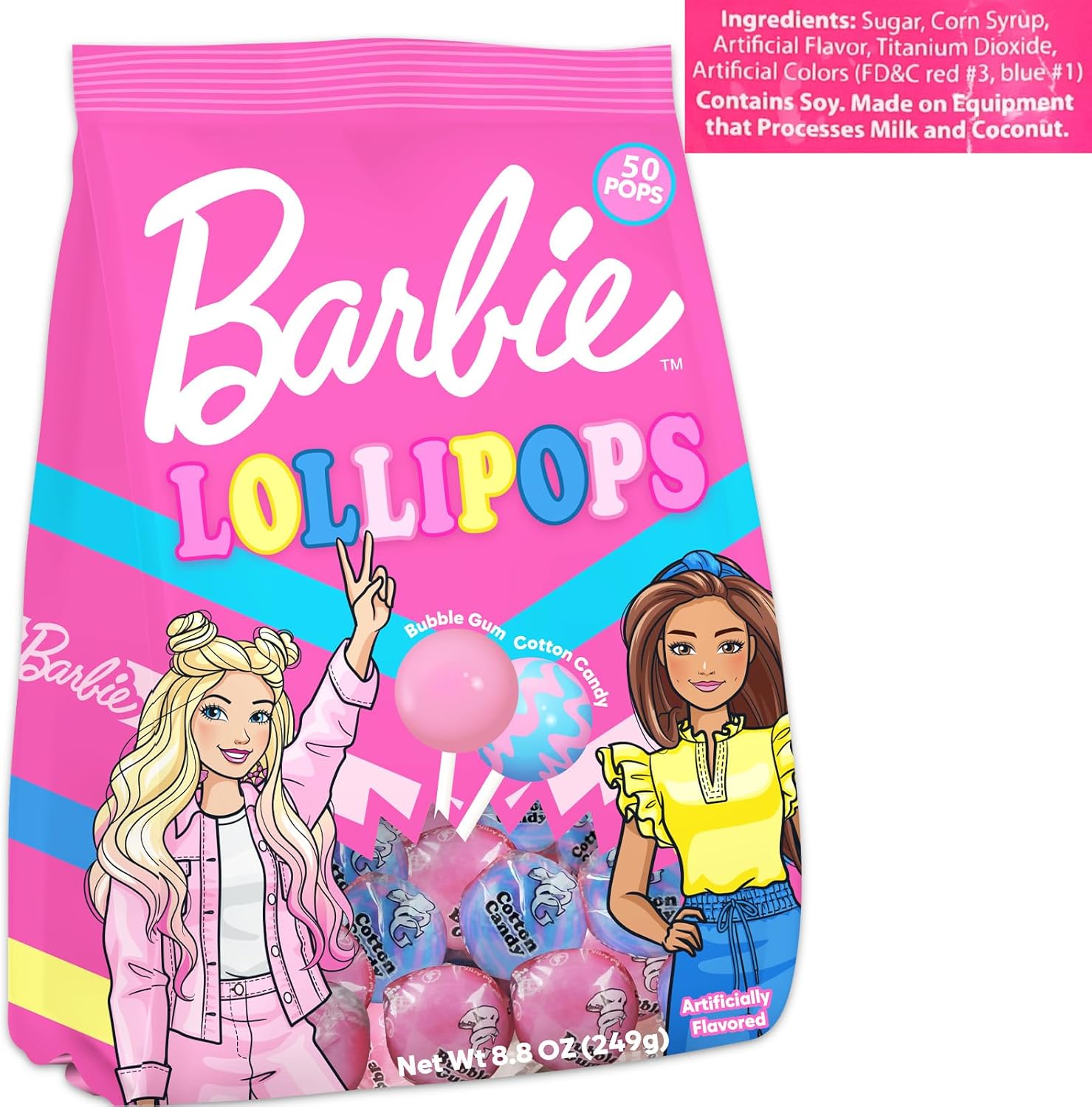 Barbie Party Favors Bundle - 24 Pack with Mini Coloring Activity Book, Goodie Bags, 50 Individually Wrapped Lollipop Suckers | Halloween Supplies