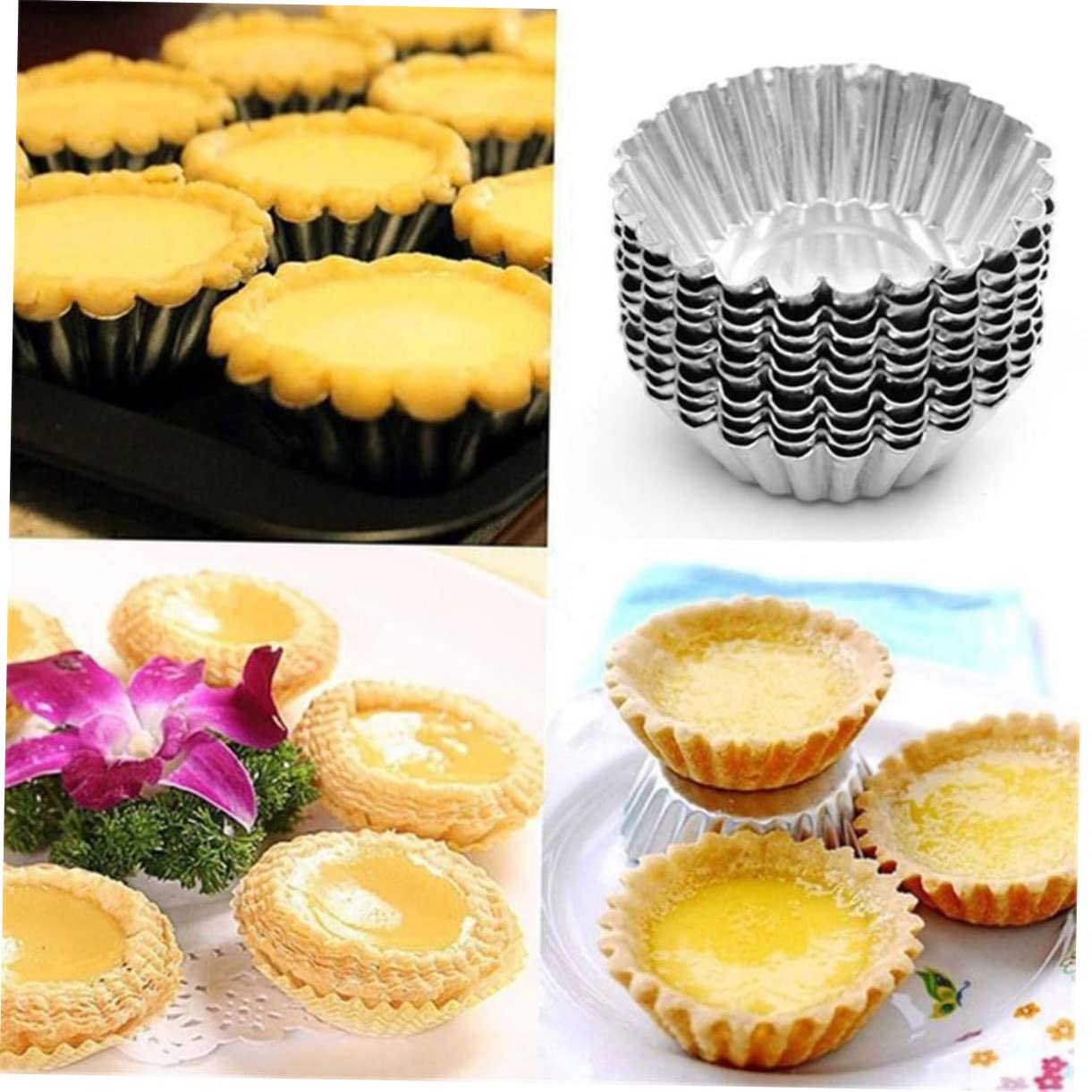 100piezas Molde Para Tarta De Huevo Antiadherente De Metal Para Hornear Magdalenas Pasteles y Galletas