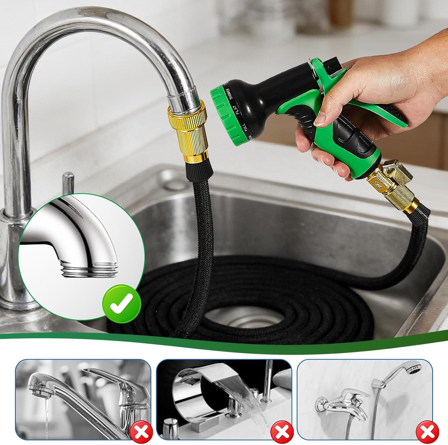 75 FT Sink Hose Attachment for Faucet,Indoor Faucet Hose for Kitchen, Bathroom,Watering Houseplants, Dog Washing, Household Cleaning, Filling Fish Tank, Bathtub