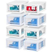 IRIS USA 8-Pack, 6 Qt. Small Stacking Drawer Storage Organizer, White