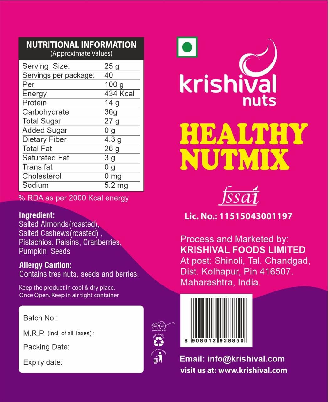 Krishival Nuts Healthy Nut Mix | Premium Trail Mix | Mixed Seeds with Dry Fruits | Almonds | Cashews | Pistachios | Pumpkin Seeds | Raisins | Cranberries, Reusable Jar (200 Grams, Jar) 2