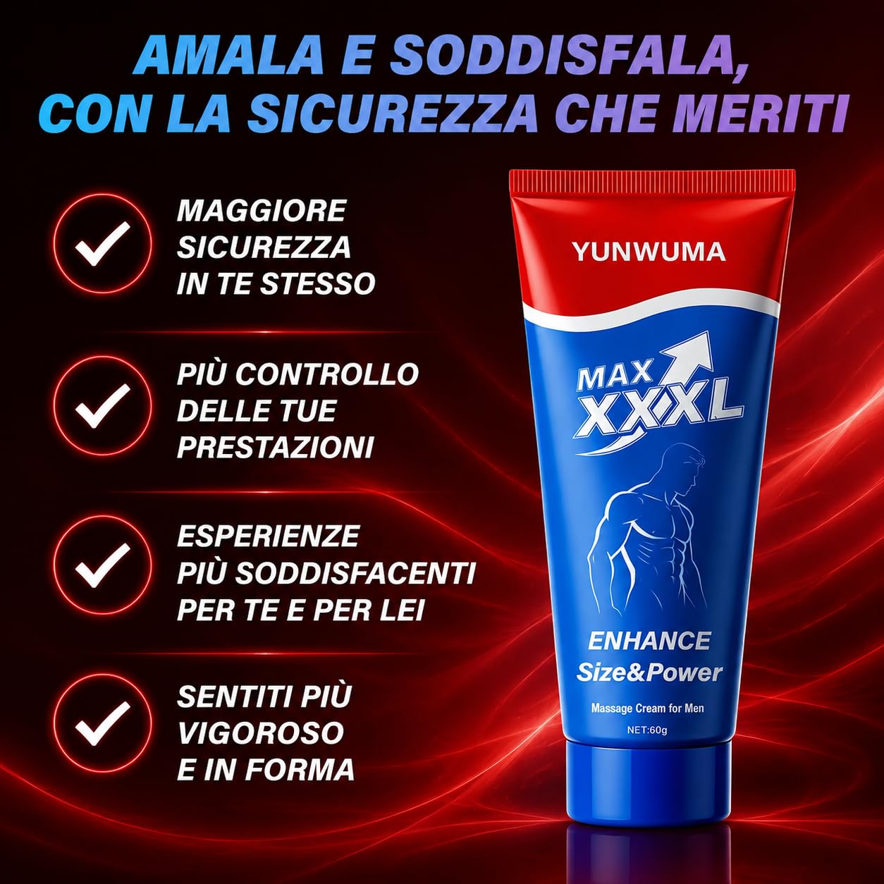 Crema per l'ingrandimento del pene maschile Estensione Massaggio Crema per la crescita Aumento delle parti private Più grande Più spesso Più lungo per maschio 60g