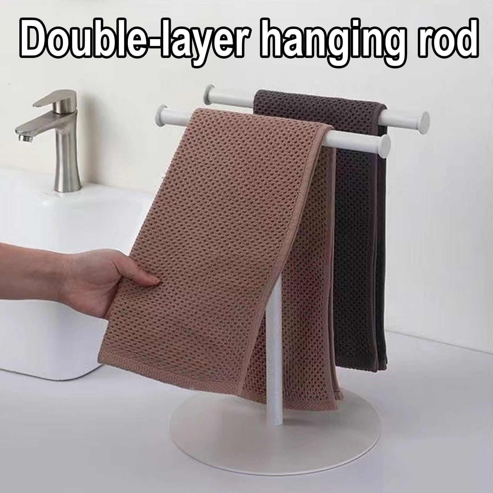 Toalleros De Baño De Pie Acero Inoxidable Se Puede Colocar sobre La Encimera Diseño De Bandeja Base 1/2 Capa Soporte para Toallas 29 * 37 Cm(Negro, Blancoo)(White,29 * 37cm)