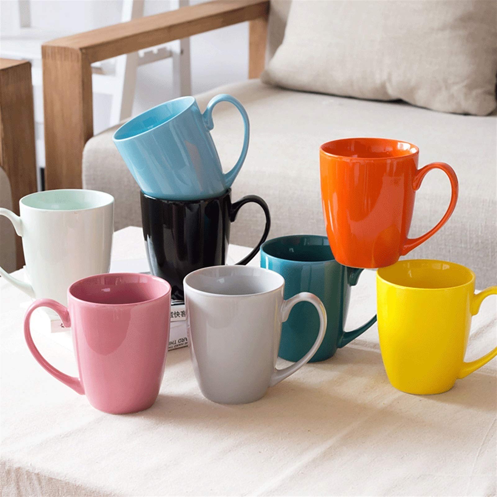 Tazze da caffè, tazze da tè, tazze da latte, semplici tazze in ceramica a tinta unita, tazze da caffè, tazze da colazione, tazze da tè, tazze per bevande calde, studenti, regali per impiegati o u