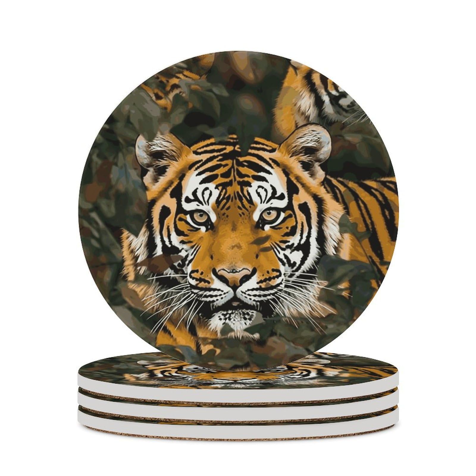 Sous-verres céramique motif tigre cadeau idéal déco maison et bar
