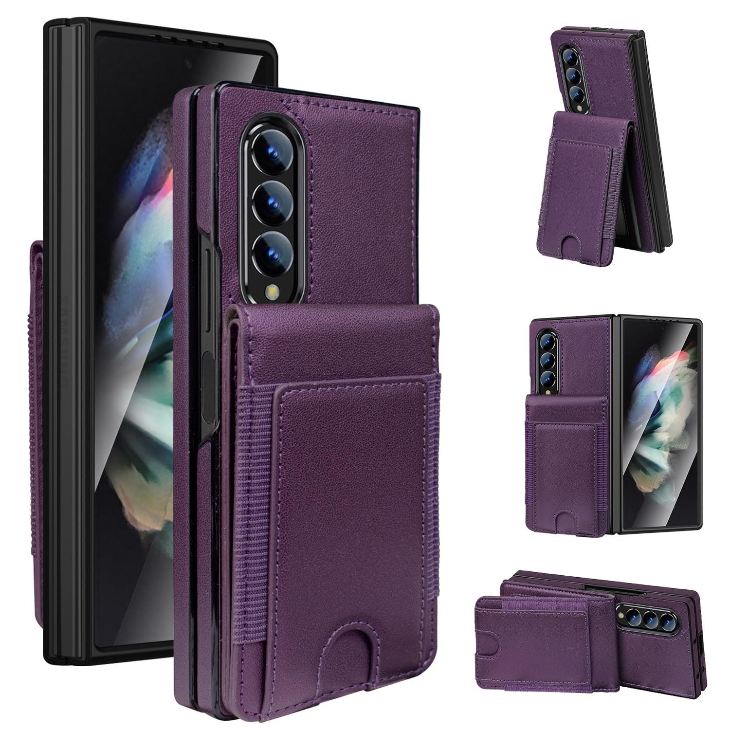 Étui cuir Galaxy Z Fold 3 violet foncé idéal pour vos déplacements - 8