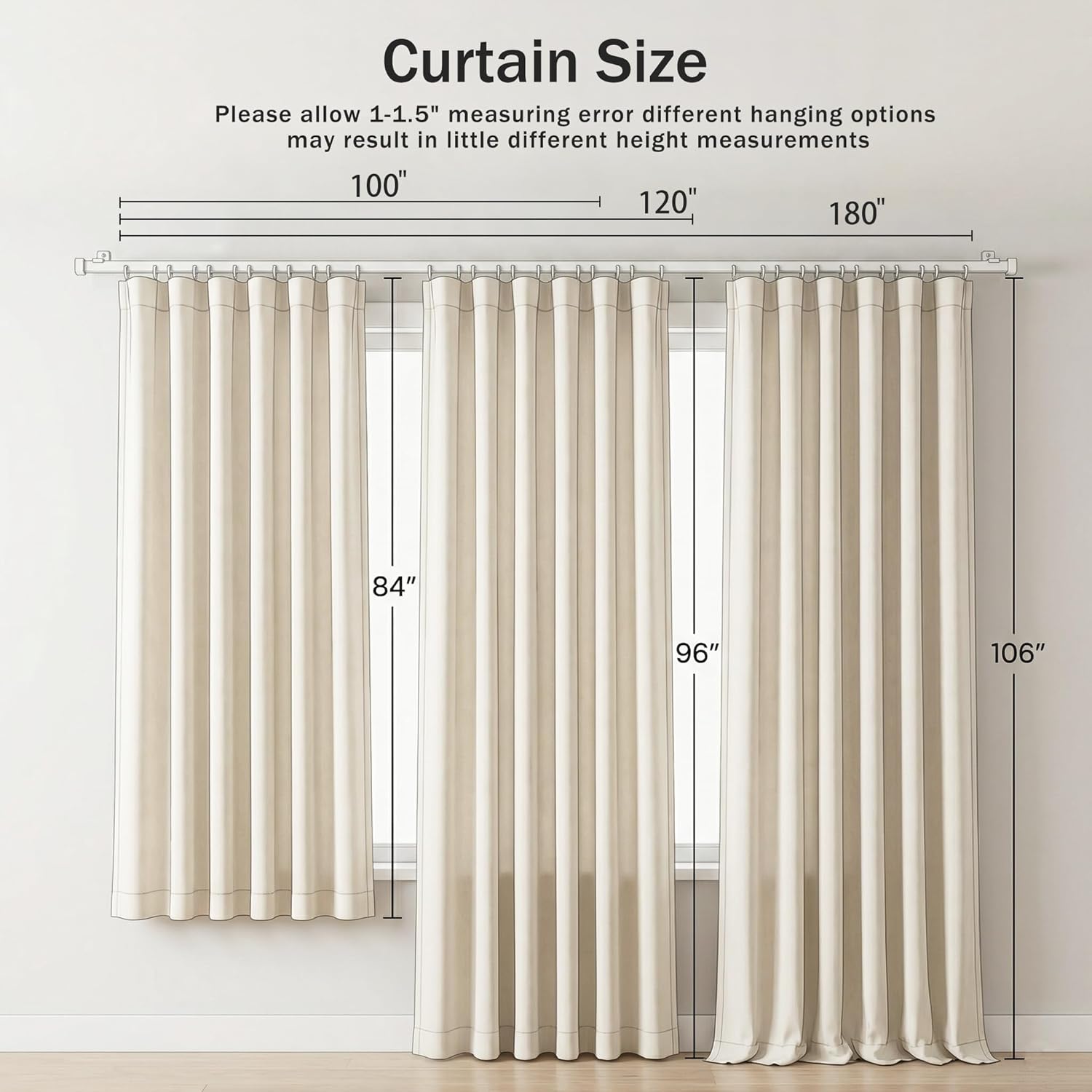 Room Divider Curtains with Flexible Bendable Ceiling & Wall Mounted Track Set, Blackout Window Curtains Thermal Insulated Noise Reduction Privacy Dividers Curtains for Bedroom(Beige,180W X 96L)