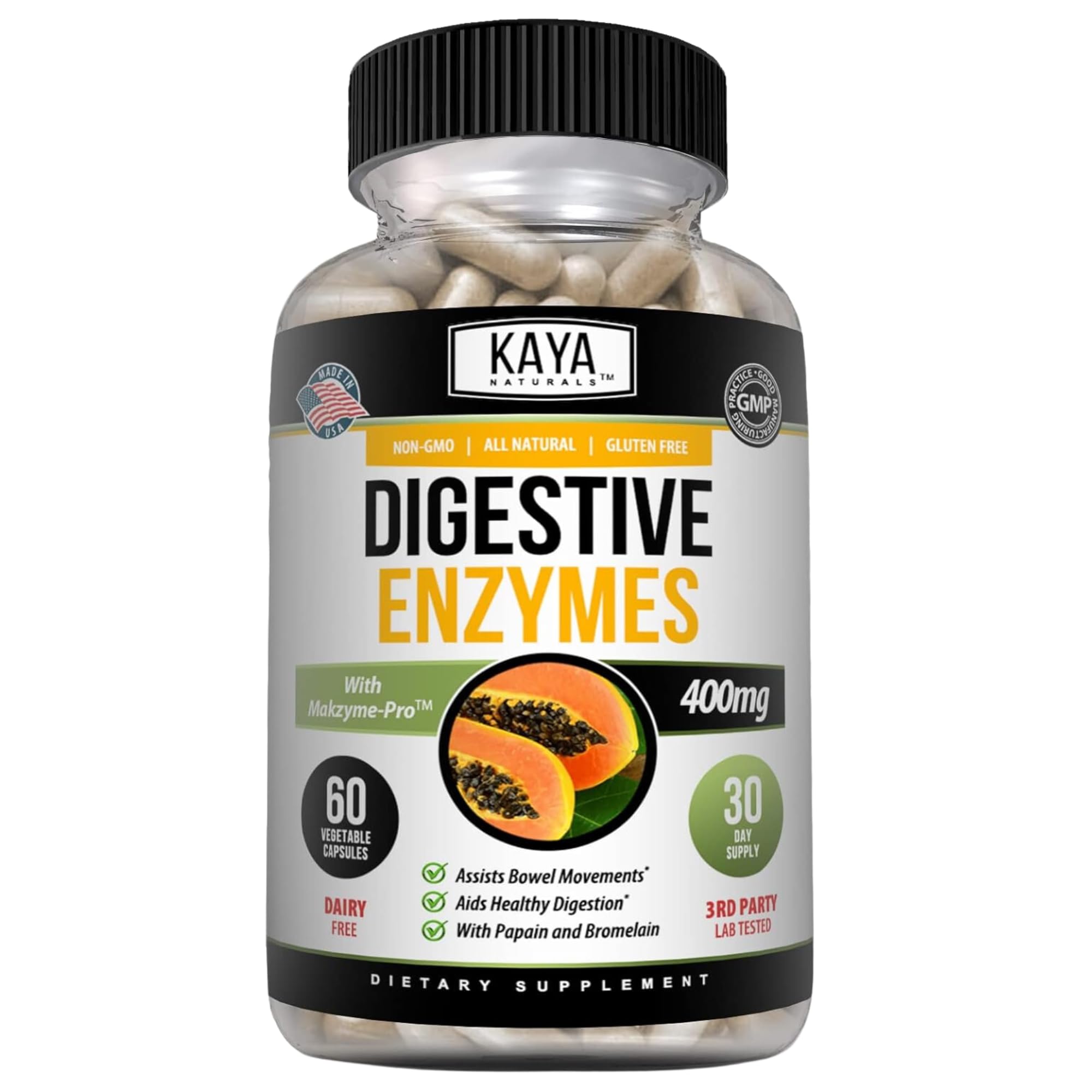 Digestive Enzymes with Prebiotics & Probiotics - Constipation & Bloating Relief - Weight Management Pills for Women & Men - Aids Immune Function - Digestion Support - 60 Veggie Capsules