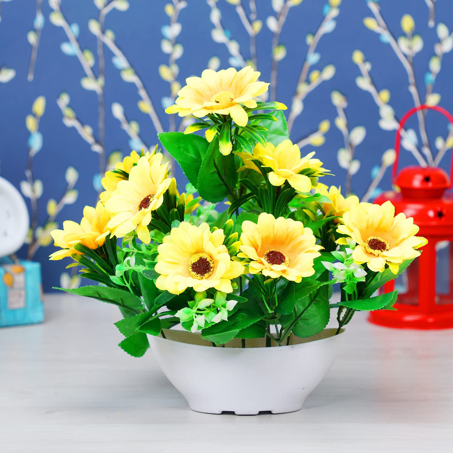 Artifical Flower for Home Decor Indoor Artifical Flower Outdoor Artificial Flower for Office Artificial Flower for Outdoors That Look Real (Yellow)