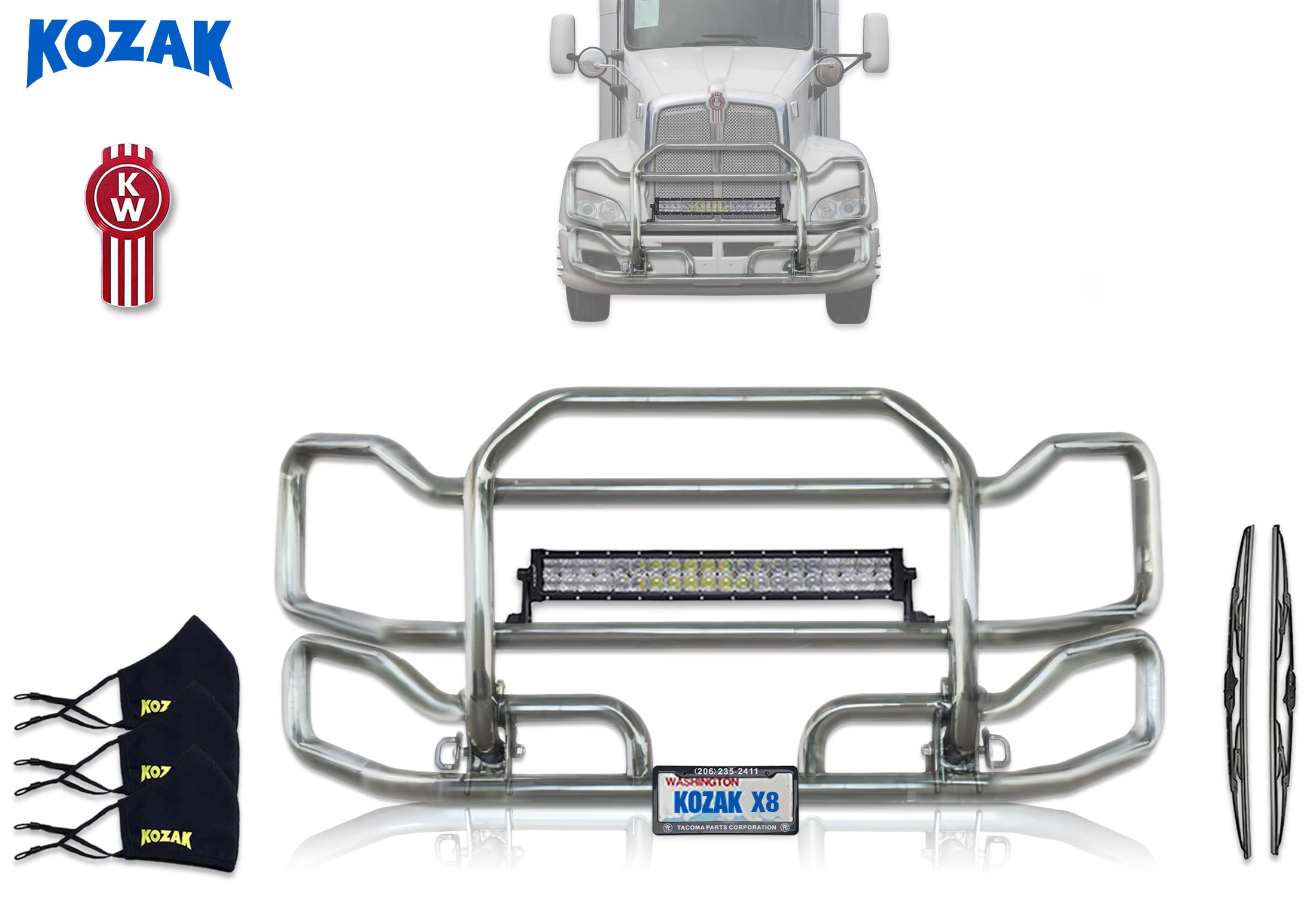 KOZAK Kenworth T660 Full Front Bumper Grill Deer Brush Moose Guard