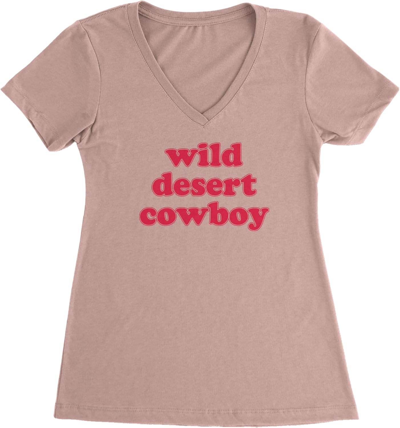 Wild Desert Cowboy Country Ladies V-Neck T-Shirt, Slim Fit, Lightweight