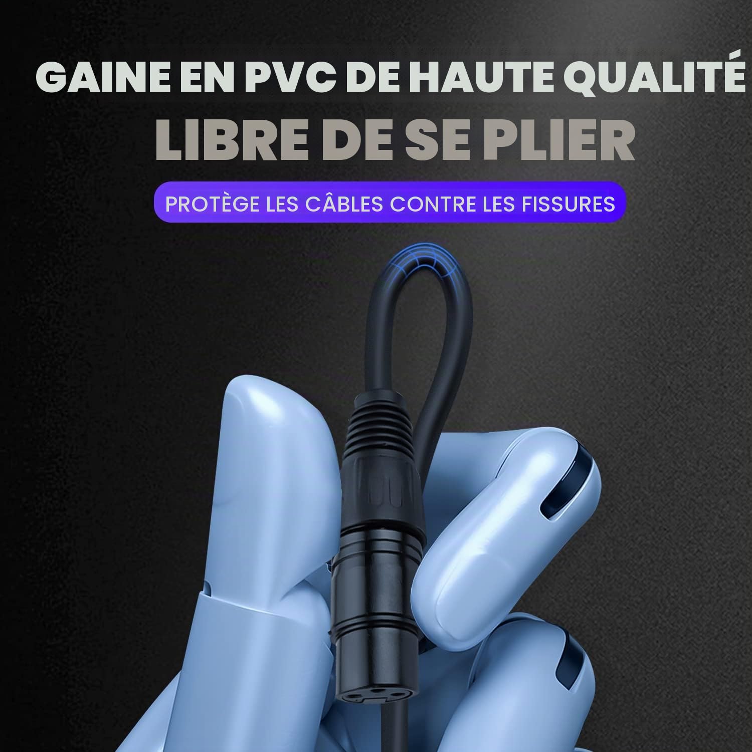 1,2 mètres de Câbles DMX 10 Pièces, Flexibles 3 Broches Signal XLR Mâle à Femelle DMX Cable Pour Signal D'éclairage de Scène Connexion XLR Fil De Lumière de Scène