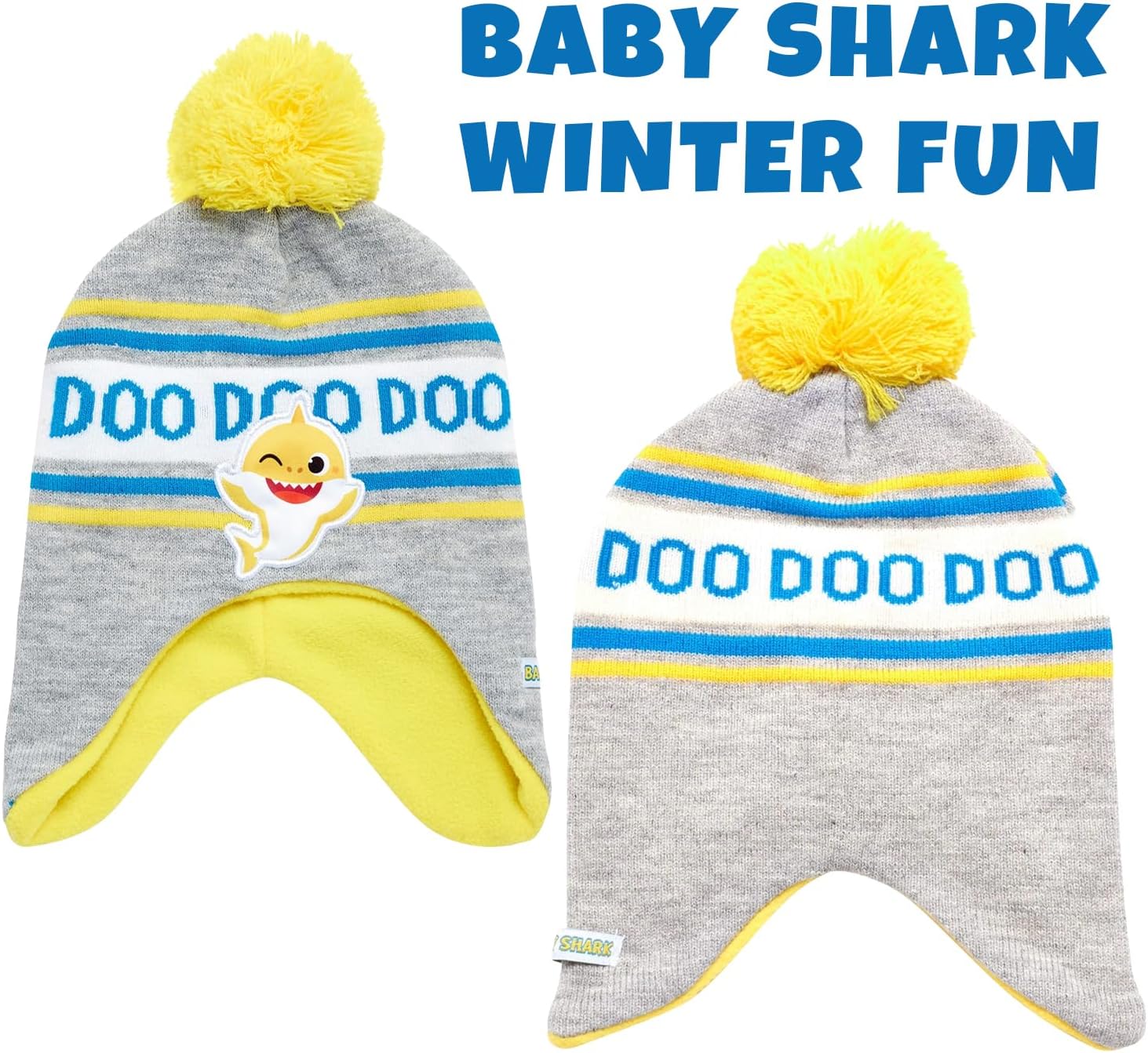 Nickelodeon Boys' Baby Shark Winter Hat and 2 Pairs of Mitten Set (Toddler) - Image 2
