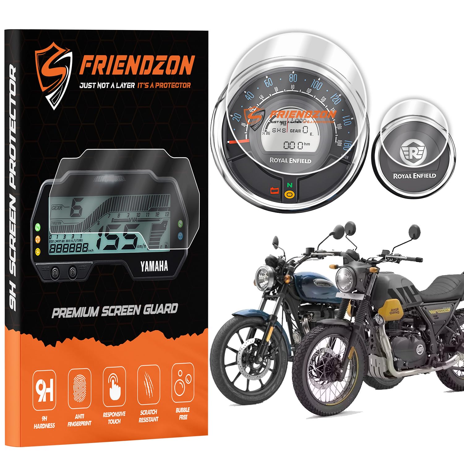 FriendZon 9H Nano Tempered Glass Screen Protector Compatible with Royal Enfield Meteor 350 / Scram 411 / Hunter 350 (Pack of 1)