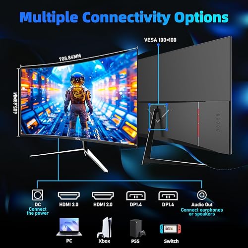 Miniatura 7 de Monitor para juegos, monitor de computadora curvo de 32 pulgadas, monitor curvo para juegos QHD (2560 x 1440) 180 Hz, monitor curvo con múltiples