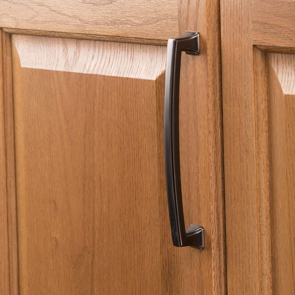 Hickory Hardware 1 Pack Solid Core Kitchen Cabinet Pulls, Luxury Handles, Hardware for Doors & Dresser Drawers, 6-5/16 Inch (160mm) Hole Center, Oil-Rubbed Bronze Highlighted, Bridges Collection