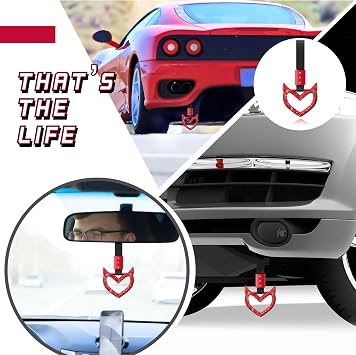 Fabbay Bling Heart Car Handle Strap Drift Charm Car Accessories for Women | Red Heart Rear Bumper Warning Ring Decor, for Car, Auto, Bus, Subway, Interior Exterior Decorations, Devil Style