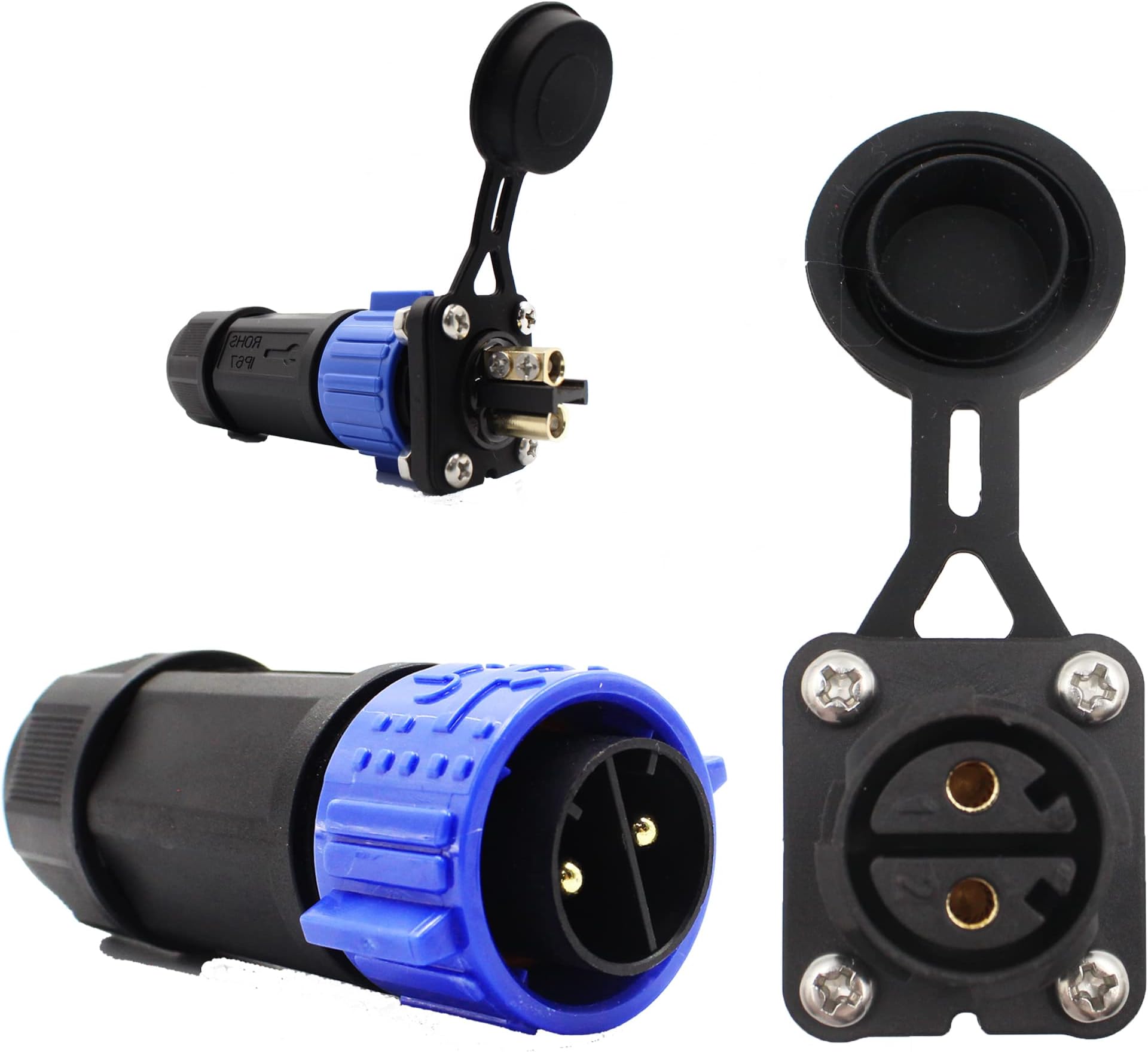Trolling Motor Plug Receptacle Set,Trolling Motor Plug,12V 24V 36V 48V Waterproof Marine Boat DC Power Connector for Trolling Motor,Down Rigger,Fishing Reel,for Freshwater and Saltwater
