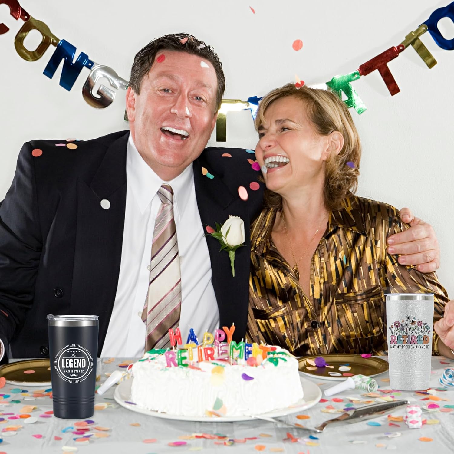 Onebttl Retirement Gifts for Women, Unique Retirement Tumbler for Women, 20oz Stainless Steel Skinny Tumbler with Spill-Proof Lid, Retired Gifts For Grandma, Nurse, Teacher, Glitter Silver - Retired - Image 4