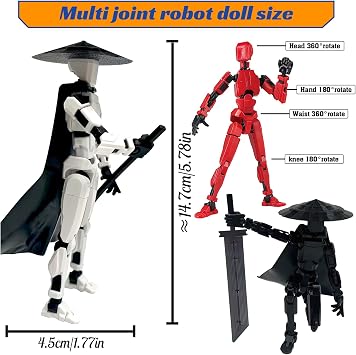 Assembly Completed 3D Printed Figure T13, Dummy 13 Action Figure, Titan 13 Robot 13 Action Figure Desktop Decorations for Game Lovers.