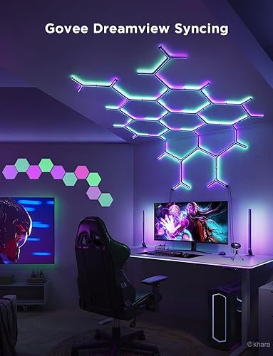 Vista 16 de Govee Glide Y RGBIC - Luces LED de pared, luces inteligentes para juegos Wi-Fi con sincronización de música, función de bricolaje y temporizador