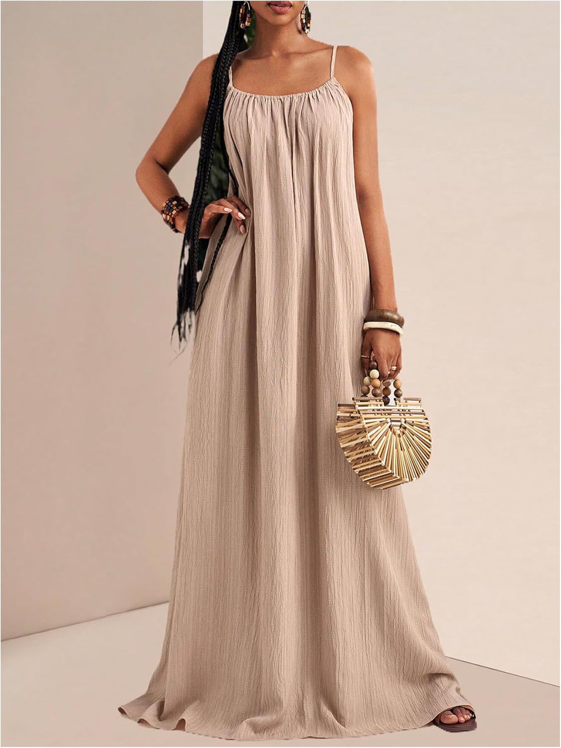 Women's Boho Maxi Dress Summer Wedding Guest Dress Backless Flowy Beach Vacation Sundress - Image 3