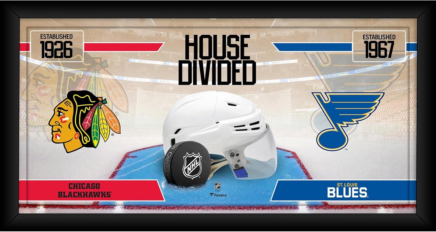 Chicago hawks vs. St. Louis Blues Framed 10" x 20" House Divided Hockey Collage - NHL Team Plaques and Collages