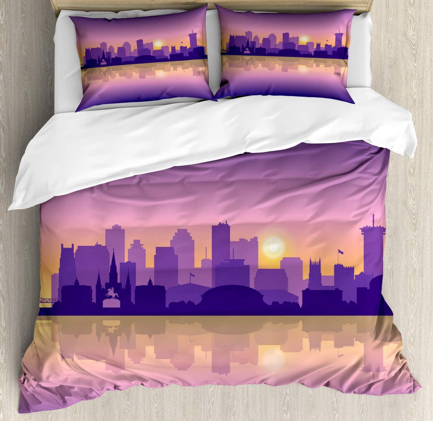 Ambesonne New Orleans Duvet Cover Set, Trumpet Player Hand Drawn Illustration of a Musician People of Color, Decorative 3 Piece Bedding Set with 2 Pillow Shams, Queen Size, Cream Vermilion Teal