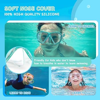 Kinder-Taucherbrille Mit 180° Panorama-Sicht – Anti-Beschlag, Weiches Silikon, Für Jungen & Mädchen 4–15 Jahre