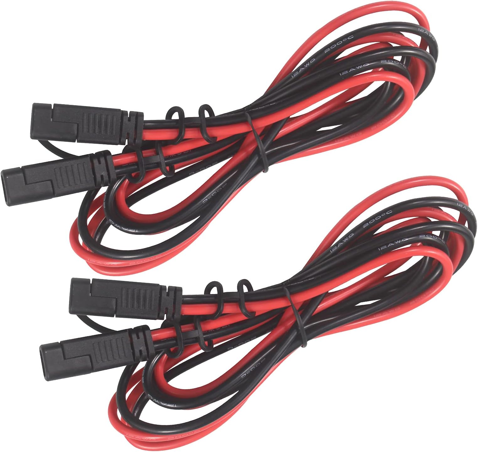 [2 Pack] KUNCAN SAE to SAE Extension Cable - DC Power Heavy Duty 12AWG 2 Pin Quick Disconnect Wire Harness with Waterproof Cover 3FT