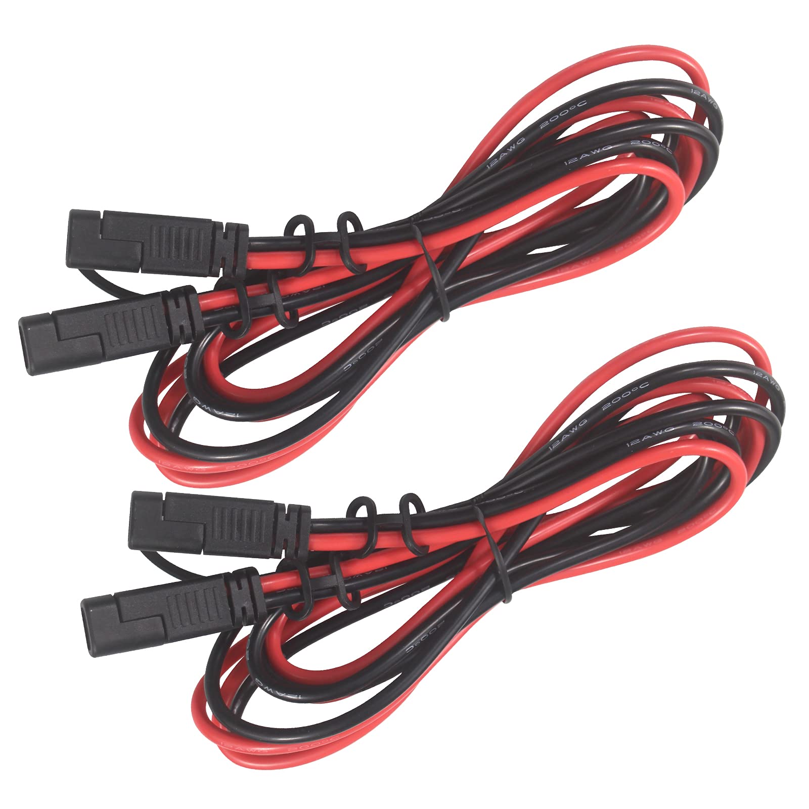 [2 Pack] KUNCAN SAE to SAE Extension Cable - DC Power Heavy Duty 12AWG 2 Pin Quick Disconnect Wire Harness with Waterproof Cover 3FT