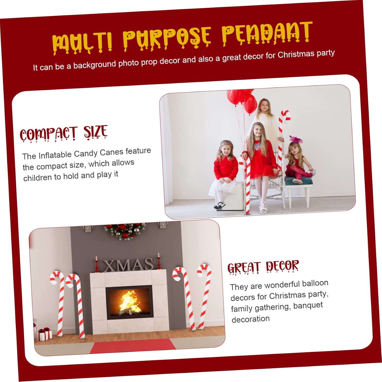 Portable Santa Crutch Inflatables Candy Christmas Decorations Balloons Creative Candy Canes