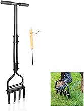 DIVCHI Lawn Aerator Manual Heavy Duty Coring Aeration Tool With 4 Hollow Spikes & Long T-handle For Compacted Soils And Lawns Garden Tool