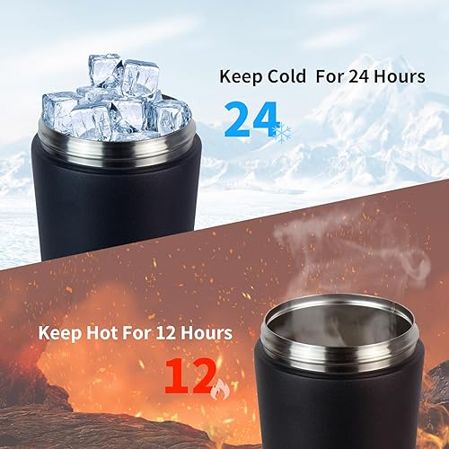 Miniatura 10 de TOOFEEL Botella agitadora de acero inoxidable  20 onzas de doble pared aislada para batidos de proteínas, mantiene el fríocaliente, botella